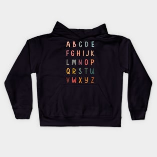 Alphabet Letters in Muted Boho Rainbow Colors for Kids Kids Hoodie